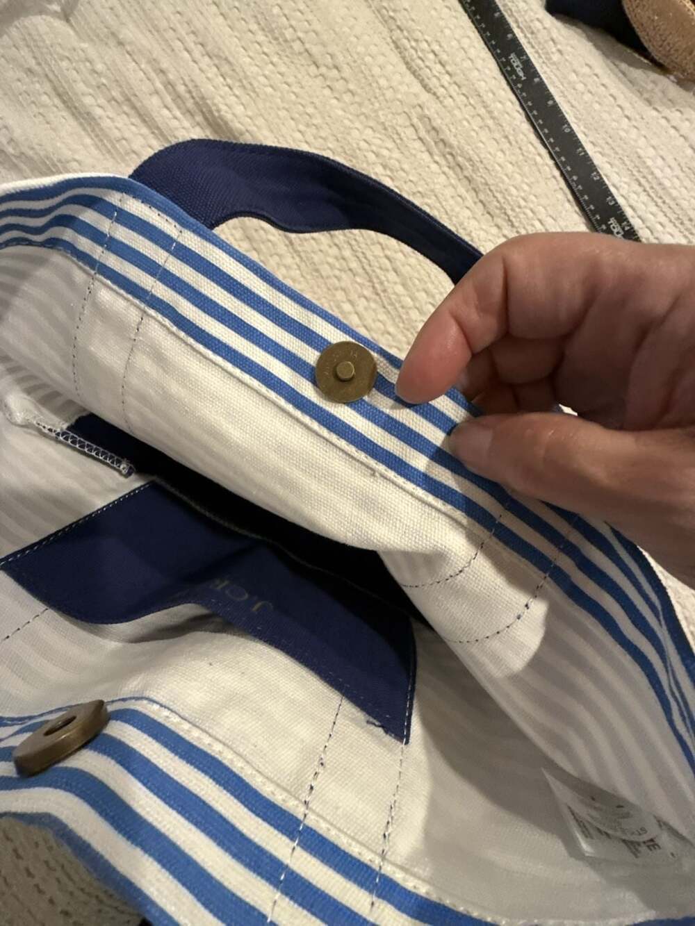 J.Crew Canvas Stripe Mini Tote Bag - Picture 7 of 8